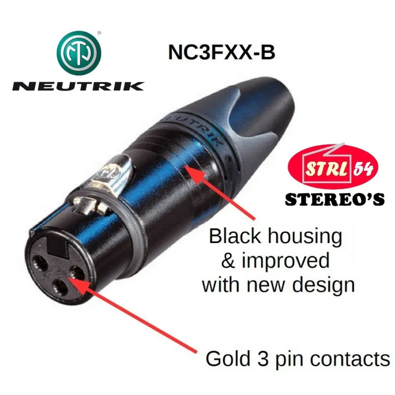 Connecteur XLR Femelle Neutrik NC3FXX-B Contacts Dorés