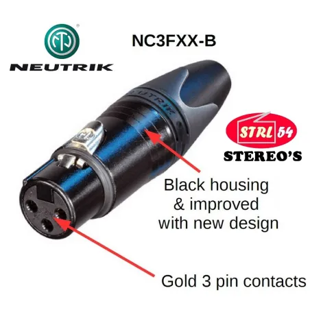 Connecteur XLR Femelle Neutrik NC3FXX-B Contacts Dorés