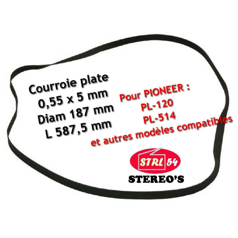 Correa HQ Tocadiscos 187 X 5 X 0,55 MM Para PIONEER PL-120 PL-514 Y Otros