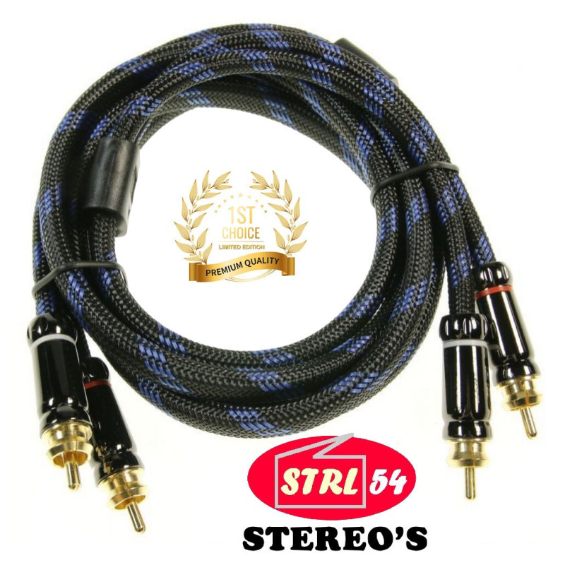 Cordón Cinch 2 RCA ♂ / Cable Hifi 1,5 M Estéreo Premium Chapado Oro Gold HQ