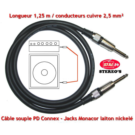 Jack Cable 1,25 M 2.5 mm ² Cu Amp Speaker Guitar Sono Instrument
