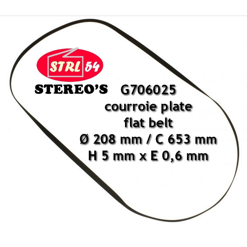 Flachriemen Für AKAI AP-100 & Plattenspieler Vinyl Ø/C 208/653 X 5 X 0,6 MM