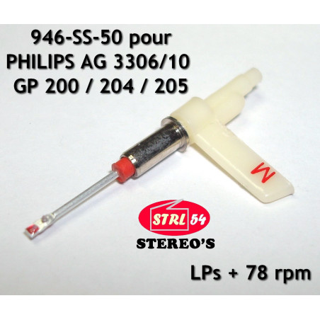 946-SS-50 double saphir LPs + 78 tr pour PHILIPS AG 3306/10 GP200 GP204 GP205