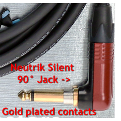 KLOTZ Titanium Supreme Guitar Cable TIR0600PSP 6 M Jack Silent Bend + Right Gold