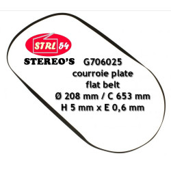 Flat Belt for AKAI AP-100 & turntable Vinyl Ø / C 208/653 x 5 X 0.6 mm