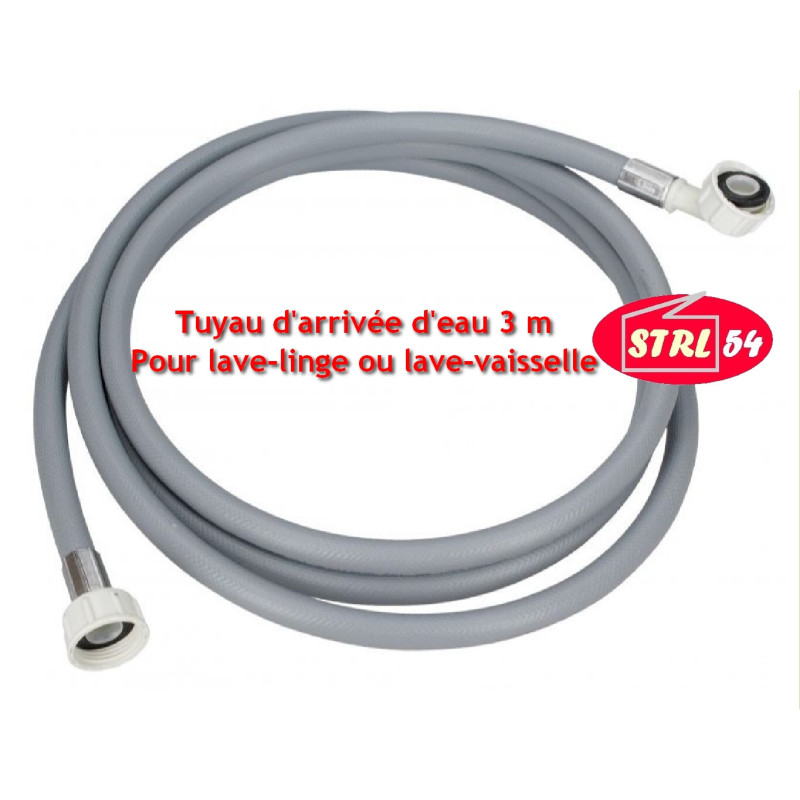 Tuyau 3m arrivée eau lave-linge lave-vaisselle alimentation rallonge coudé droit