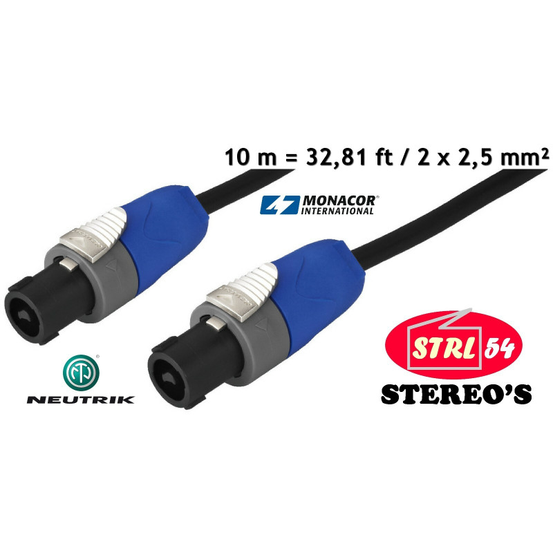 MSCA610 Lautsprecherkabel 10m Speakon Neutrik NL2FX Monacor Kabel HP 2x 2,5mm²