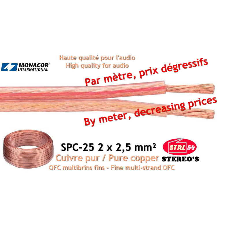 Cable HP High Quality Speaker Hifi 2 X 2.5 mm ² Monacor SPC-25 Ofc