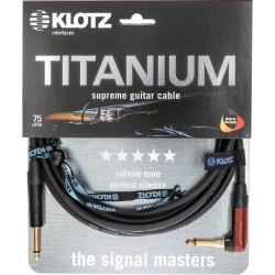 KLOTZ Titanium Supreme Guitar Cable TIR0600PSP 6 M Jack Silent Coudé + Droit OR