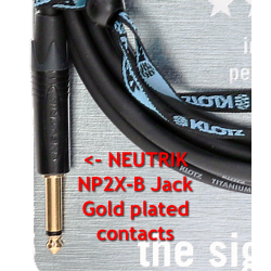KLOTZ Titanium Supreme Guitar Cable TIR0600PSP 6 M Jack Silent Coudé + Droit OR
