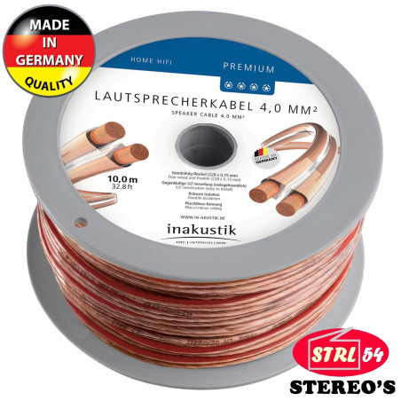 Cavo Hi-Fi Premium 2 X 4 MM² Altoparlante HQ HP INAKUSTIK Germania 10 M