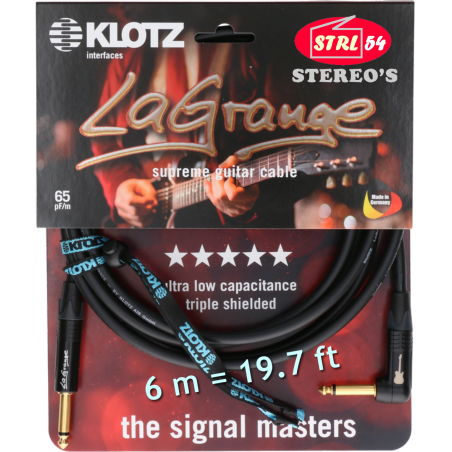 KLOTZ Lagrange Supreme Gitarre Kabel LA-GPR0600 6 M Jack Winkelförmig + gerader