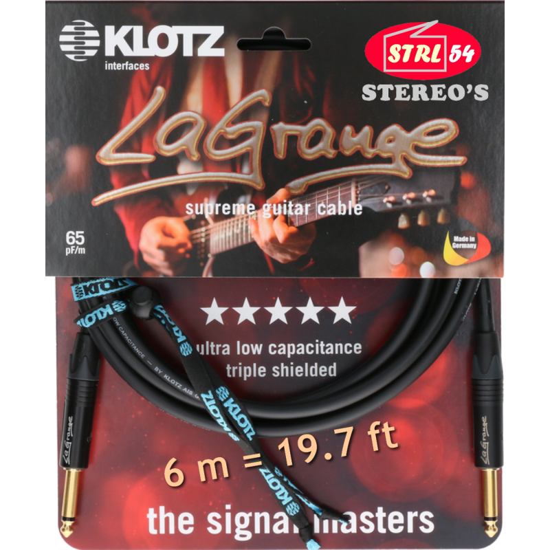KLOTZ Lagrange Supreme Gitarre Kabel LA-GPP0600 6 M Bis 2 X Jacks Gerade F Gold