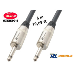 Cordon haut-parleur 6 m Jack - Jack 6,35 1/4" câble HP 2 x 1,5 mm² Qualité pro