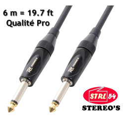 Cordon câble 6 m guitare instrument HQ jack  jack 6,35 mm mono droit  droit noir