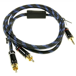 Cordon Jack ♂ stereo 3,5 mm vers 2 x Cinch RCA  ♂ câble HIFI 1,5 m PREMIUM GOLD