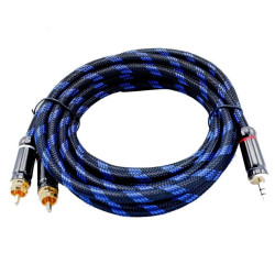 Cordon Jack ♂ stereo 3,5 mm vers 2 x Cinch RCA  ♂ câble HIFI 3,0 m PREMIUM GOLD