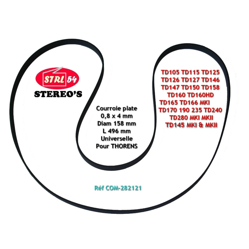 Courroie HQ platine disque vinyle THORENS TD115 TD126 TD160 TD165 TD166 TD280...