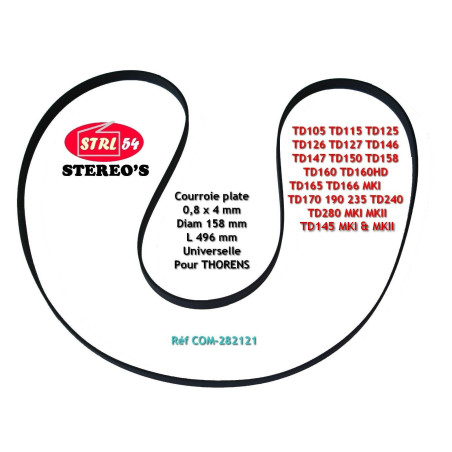 Courroie HQ platine disque vinyle THORENS TD115 TD126 TD160 TD165 TD166 TD280...