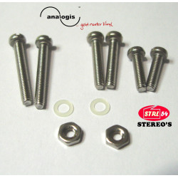 Visserie montage fixation cellule phono platine vis écrous inox, rondelles nylon