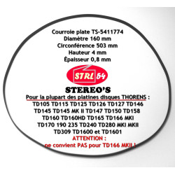 Courroie pour platine disque vinyle THORENS TD145 TD145 MK II TD150 TD160 TD165