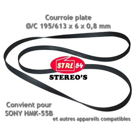 Courroie HQ platine disque Ø/C 195/613 x 6 x 0,8 mm pr SONY HMK-55B et autres...
