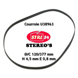Courroie plate pour platine LENCO L80 L82 L84 L85 L90 Ø/C 120/377 x 4,5 x 0,8 mm