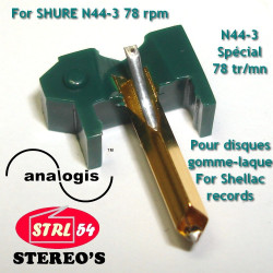 N44-3 stylet 78 tours Analogis pour SHURE DUAL M44 et M55E 78 rpm shellac needle