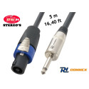 Câble haut-parleur 5m Speakon NL2 vers Jack 6,35