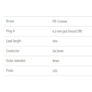 Speaker Cable 10 m 6.35 mm Jack | PD CONNEX