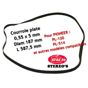 Courroie HQ platine disque 187 x 5 x 0,55 mm pr PIONEER PL-120 PL-514 PL-115D...