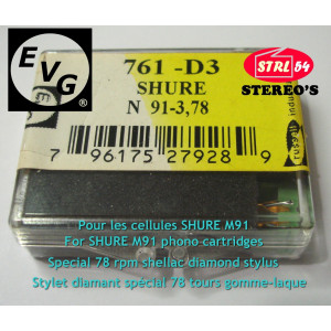 EVG NOS N91-3 stylet spécial 78 tours for SHURE M91 78 rpm special needle stylus