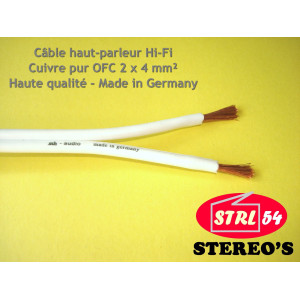 Câble HP Haute Qualité haut-parleur enceinte HiFi 2 x 4 mm² SCH-audio cuivre OFC