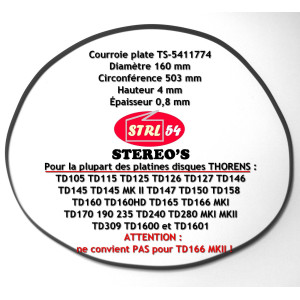 Courroie pour platine disque vinyle THORENS TD145 TD145 MK II TD150 TD160 TD165
