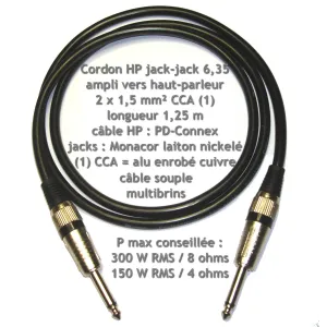 Cordon HP Jack 6,35mm 1,25m | Audio