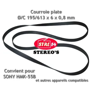 Courroie HQ platine disque Ø/C 195/613 x 6 x 0,8 mm pr SONY HMK-55B et autres...