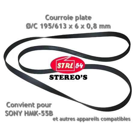 Courroie HQ platine disque Ø/C 195/613 x 6 x 0,8 mm pr SONY HMK-55B et autres...
