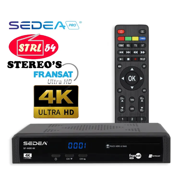 SEDEA SF-4400 4K UHD récepteur décodeur TNT par satellite avec carte FRANSAT PC7