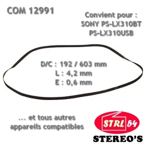 Courroie platine disque SONY PS-LX310BT, PS-LX310USB + autres 192 x 4,2 x 0,6 mm