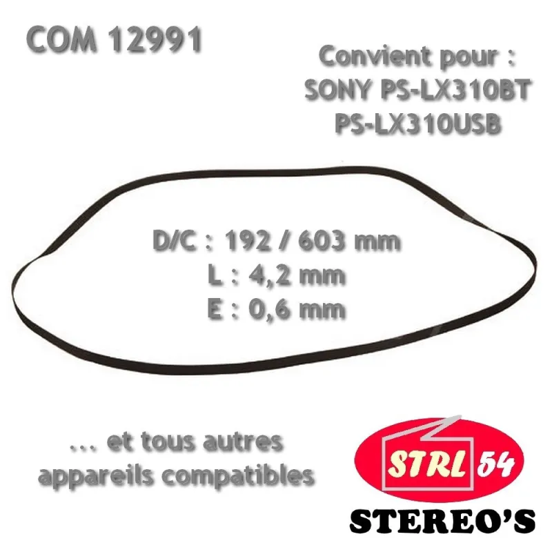 Courroie platine disque SONY PS-LX310BT, PS-LX310USB + autres 192 x 4,2 x 0,6 mm