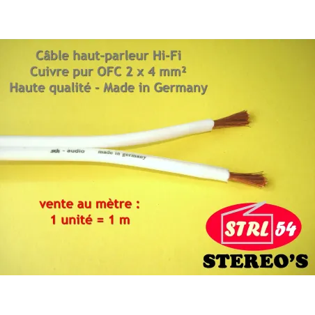 Câble HP Haute Qualité haut-parleur enceinte HiFi 2 x 4 mm² SCH-audio cuivre OFC